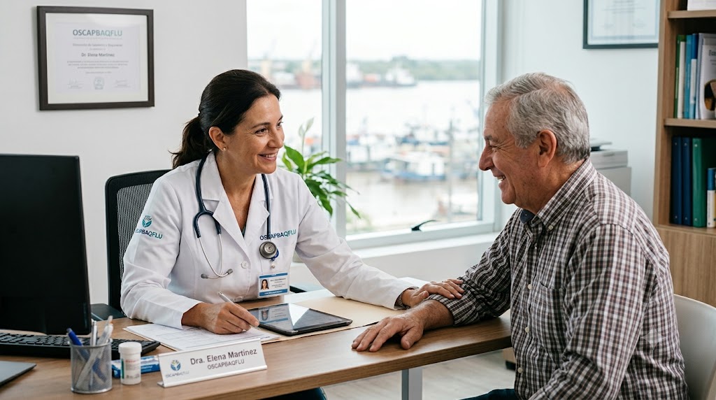 Médico atendiendo a un afiliado de OSCAPBAQFLU